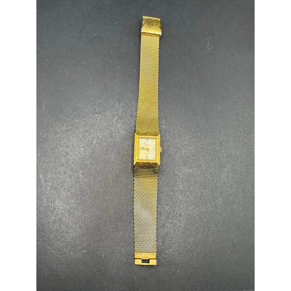 Vintage Timex Electric Gold Tone Tank Watch With Mesh Band 18.5mm Taiwan